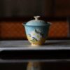 Hand-painted Artistic Chinese Style Ceramic Gardenia Blossom 170ml Gaiwan