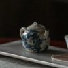 Hand-painted Japanese Style Qinghua Powder Glaze Ceramic Blue-and-white flying crane floral 120ml Chinese Teapot