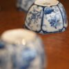 Handmade Hand-painted Qinghua Hexagonal Ceramic Blue-and-white floral window panels 120ml Host Cup