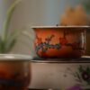 Handmade Hand-painted Qinghua Overglaze decoration Iron-red Porcelain pine bamboo plum 60ml Gaiwan Set