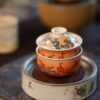 Handmade Hand-painted Qinghua Overglaze decoration Iron-red Porcelain pine bamboo plum 60ml Gaiwan Set