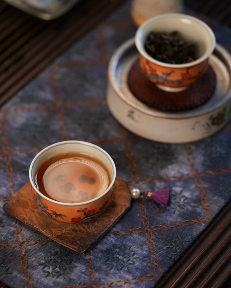 Handmade Hand-painted Qinghua Overglaze decoration Iron-red Porcelain pine bamboo plum 60ml Gaiwan Set