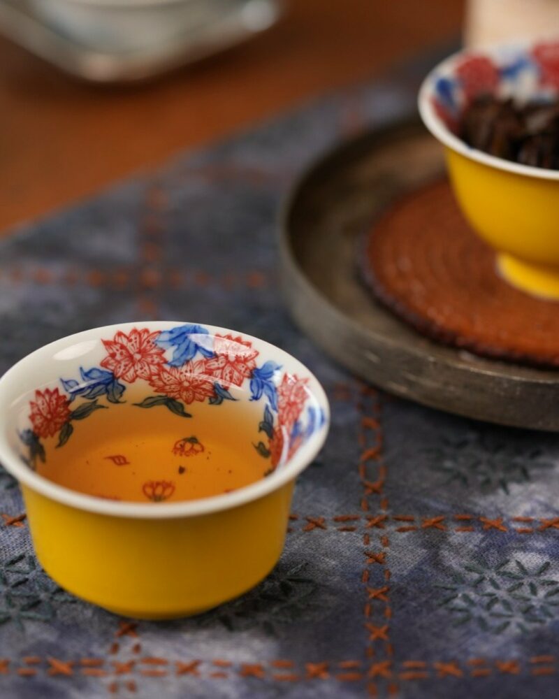 Handmade Hand-painted Qinghua Underglaze Red Wood-kiln Fired Porcelain goose-yellow glaze 65ml Gaiwan Set Pre Order Ship In 20 Days