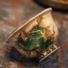 Handmade Overglaze decoration Chinese Style Porcelain Cloud-Piercing Green Dragon 70ml Gaiwan Set Preorder Ship in 30 Days