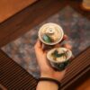 Handmade Overglaze decoration Chinese Style Porcelain Cloud-Piercing Green Dragon 70ml Gaiwan Set Preorder Ship in 30 Days