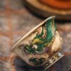Handmade Overglaze decoration Chinese Style Porcelain Cloud-Piercing Green Dragon 70ml Gaiwan Set Preorder Ship in 30 Days