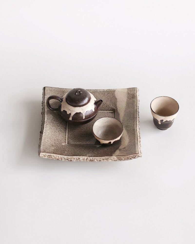 Handmade Powder Glaze Wabisabi Style Aged Clay Chestnut 100ml Chinese Teapot