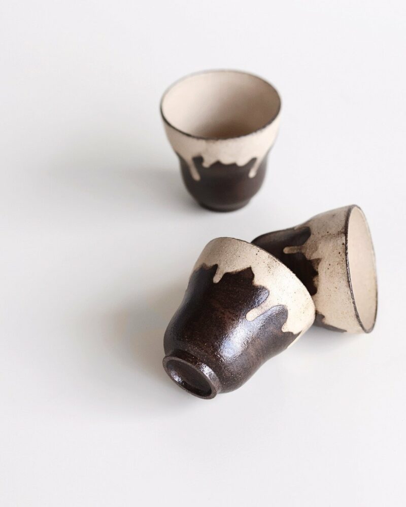 Handmade Powder Glaze Wabisabi Style Aged Clay Chestnut 100ml Chinese Teapot