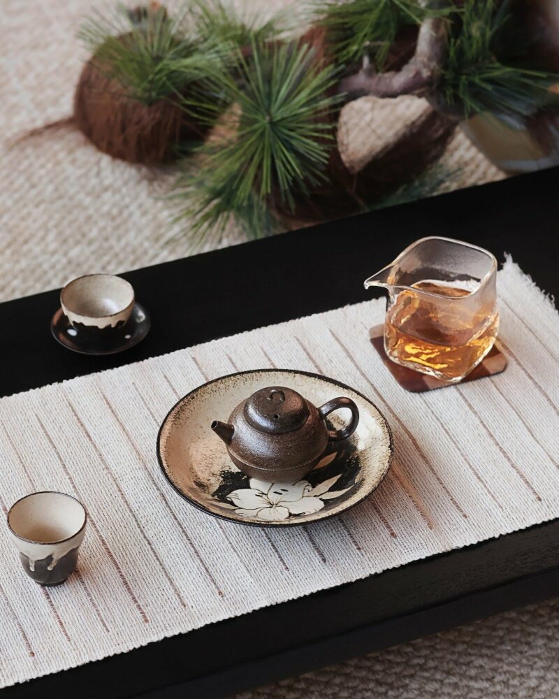 Handmade Powder Glaze Wabisabi Style Aged Clay Chestnut 100ml Chinese Teapot