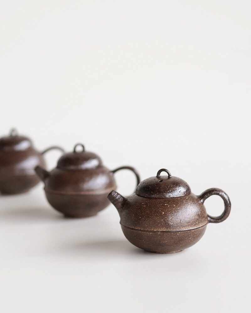 Handmade Powder Glaze Wabisabi Style Aged Clay Chestnut 100ml Chinese Teapot