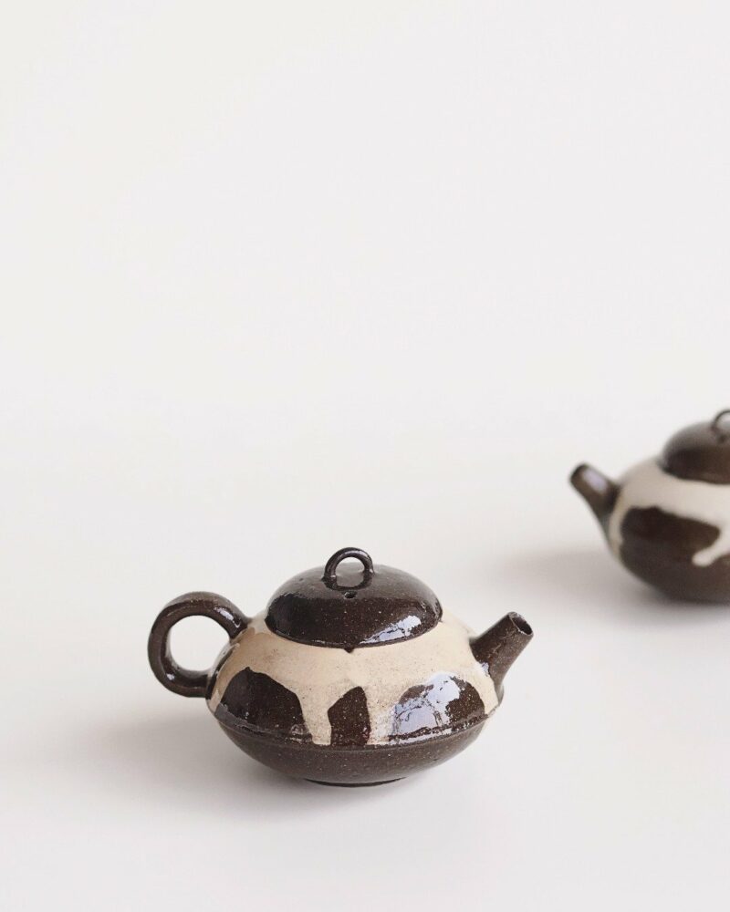 Handmade Powder Glaze Wabisabi Style Aged Clay Chestnut 100ml Chinese Teapot
