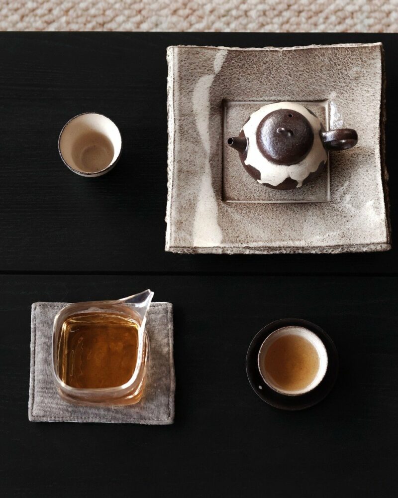 Handmade Powder Glaze Wabisabi Style Aged Clay Chestnut 100ml Chinese Teapot