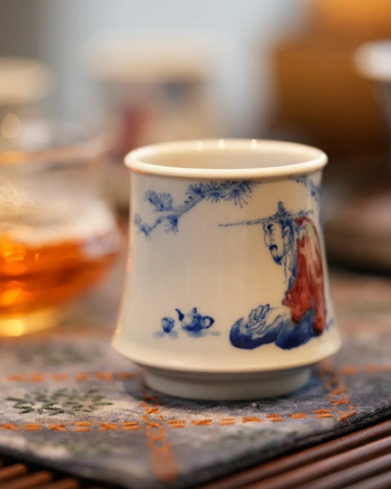 Handmade-Underglaze-Red-Porcelain-Blue-and-White-Listen-to-the-Pine-90cc-Host-Cup8 Handmade Underglaze Red Porcelain Blue and White Listen to the Pine 90cc Host Cup