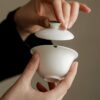 Minimalist Porcelain Plain Lard White Jade Knob 90ml Gaiwan