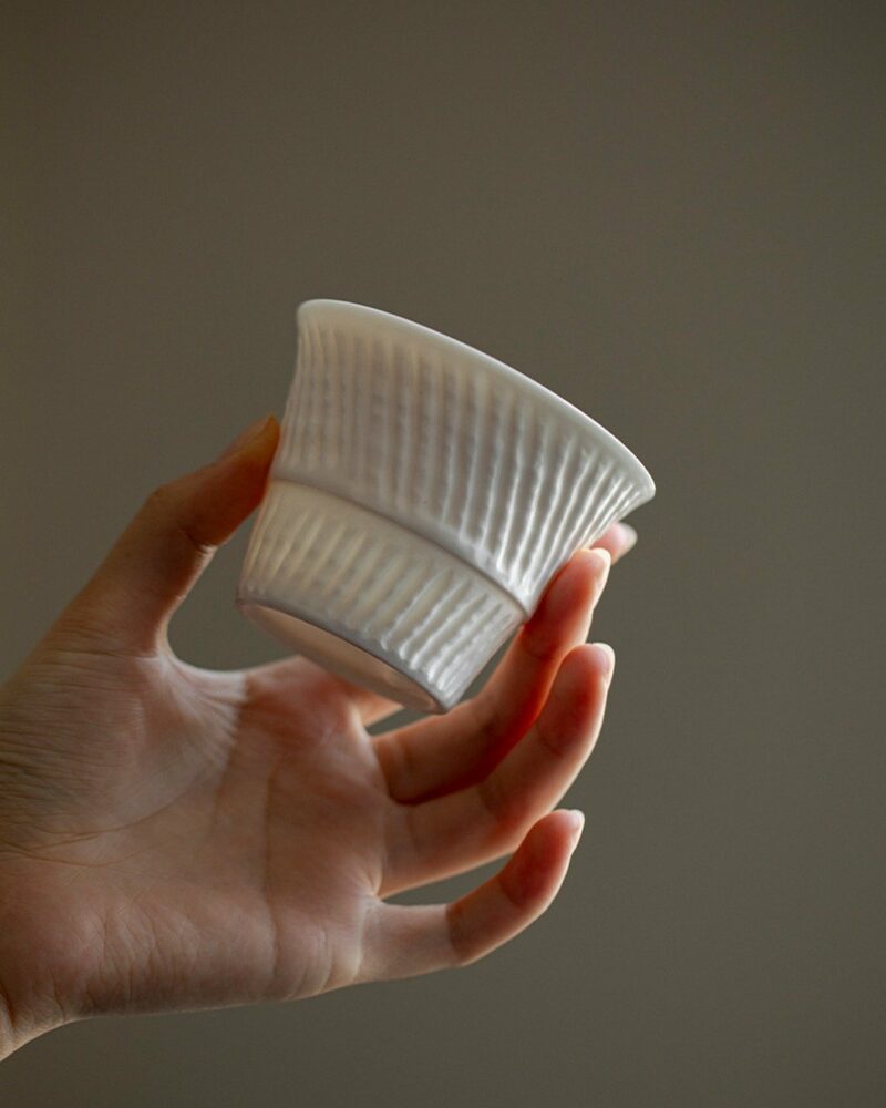 Minimalist Porcelain Snowfall Crinkle Jade Knob 130ml Gaiwan