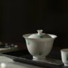 Minimalist White Porcelain Emerald Raindrops 110ml Gaiwan