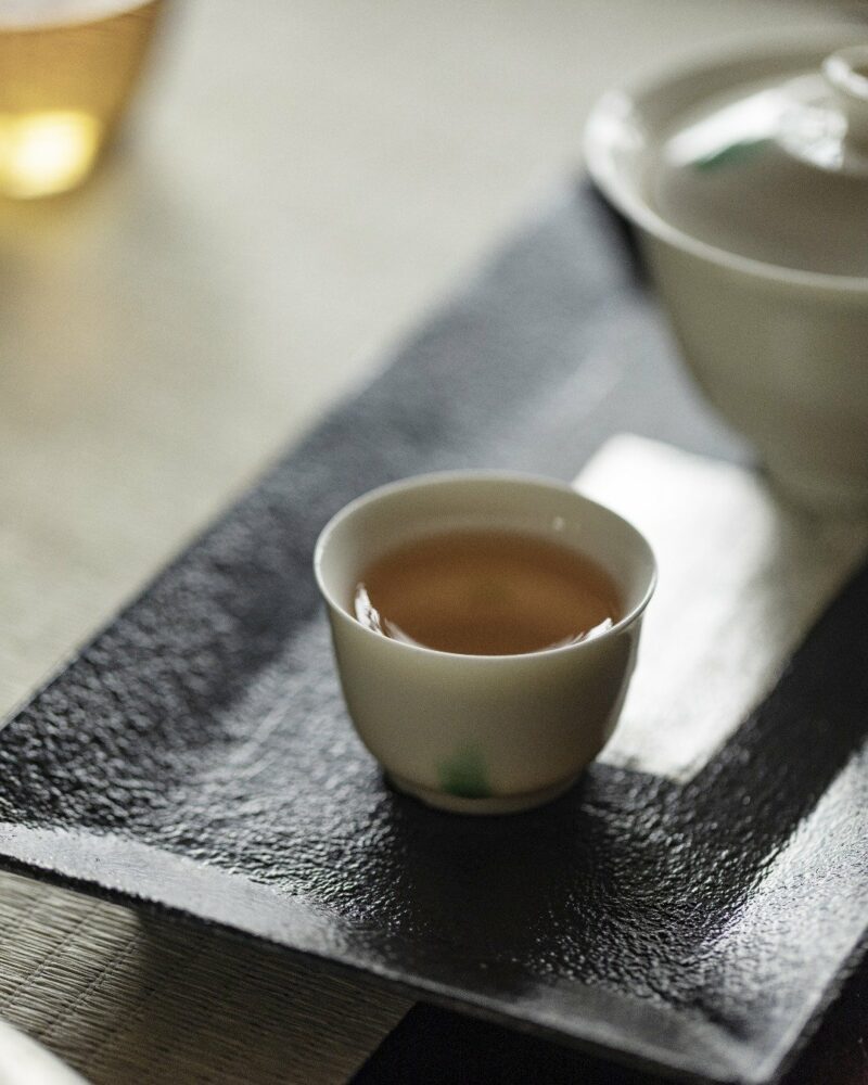 Minimalist White Porcelain Emerald Raindrops 110ml Gaiwan