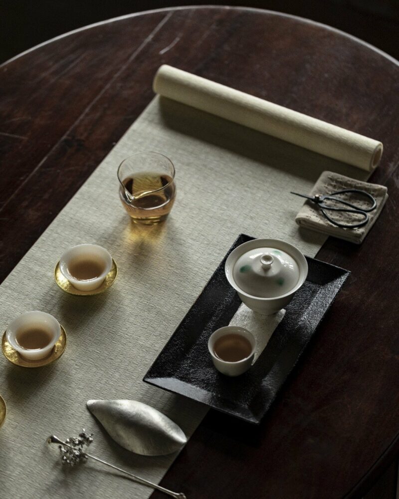 Minimalist White Porcelain Emerald Raindrops 110ml Gaiwan