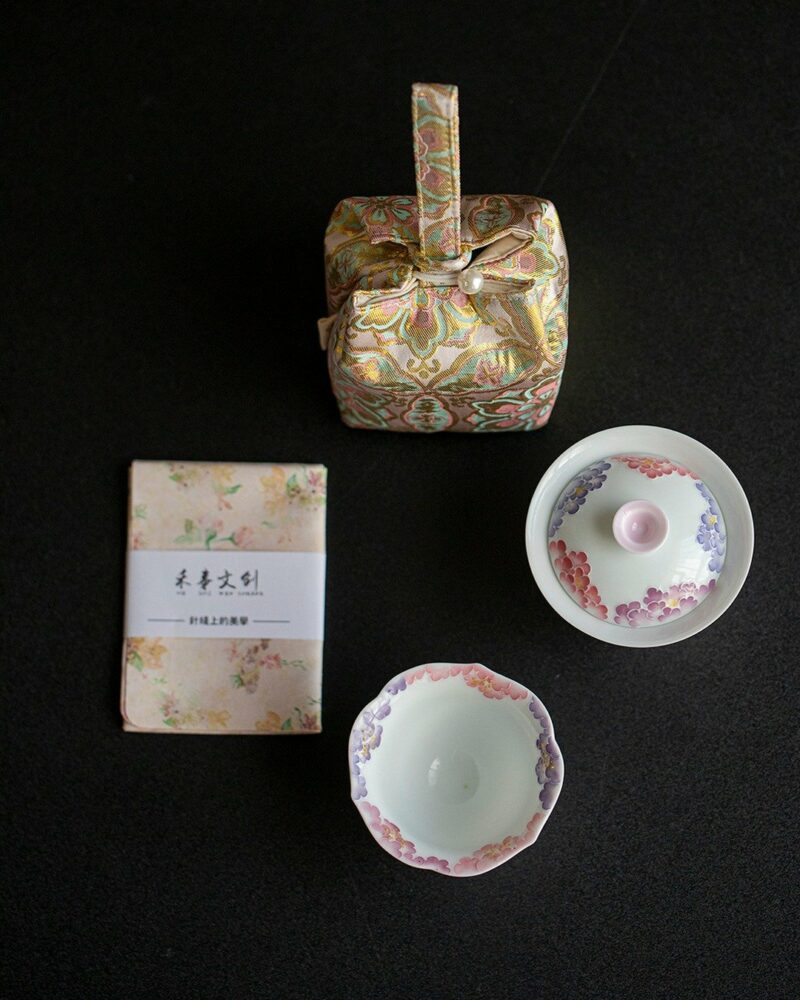 Portable Chinese Style Ceramic Sakura-pattern 90ml Travel Tea Set