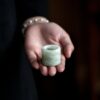 Vintage Style Chinese Style Jade Ring Form Lid Holder