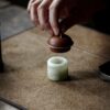 Vintage Style Chinese Style Jade Ring Form Lid Holder