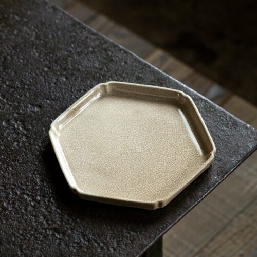 Vintage Style Traditional Porcelain Crackle Glaze Zhangzhou Kiln Chinese Tea Tray