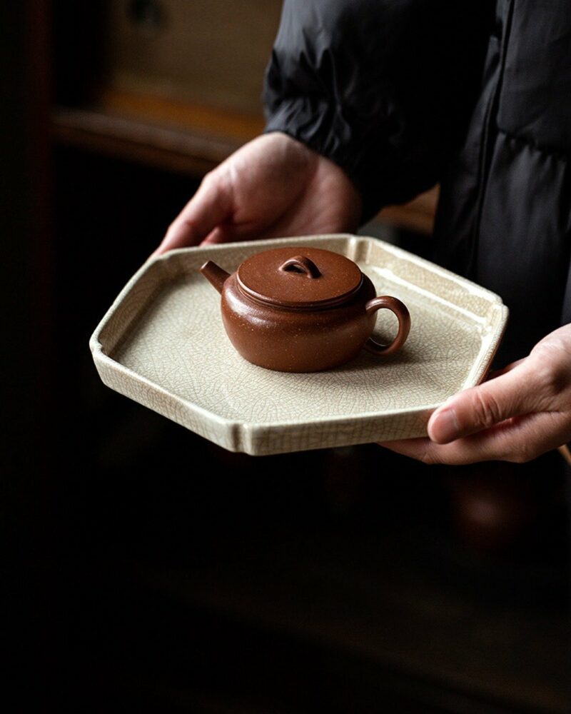 Vintage-Style-Traditional-Porcelain-Crackle-Glaze-Zhangzhou-Kiln-Chinese-Tea-Tray10 Vintage Style Traditional Porcelain Crackle Glaze Zhangzhou Kiln Chinese Tea Tray