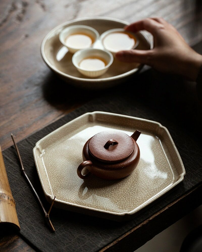 Vintage-Style-Traditional-Porcelain-Crackle-Glaze-Zhangzhou-Kiln-Chinese-Tea-Tray3 Vintage Style Traditional Porcelain Crackle Glaze Zhangzhou Kiln Chinese Tea Tray