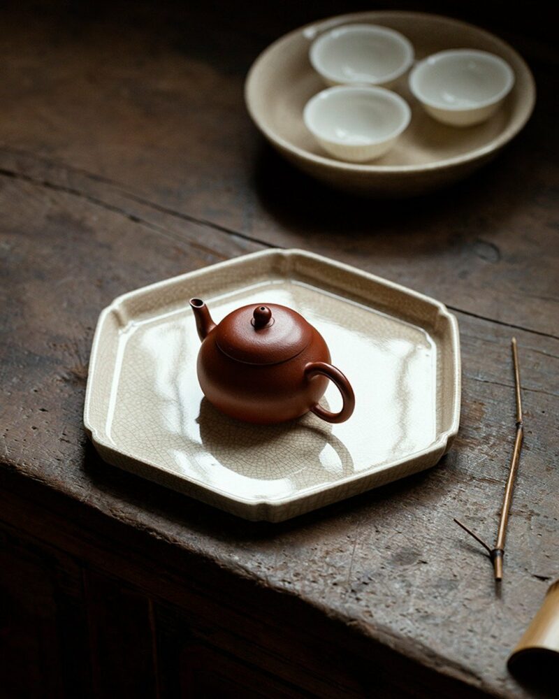 Vintage-Style-Traditional-Porcelain-Crackle-Glaze-Zhangzhou-Kiln-Chinese-Tea-Tray4 Vintage Style Traditional Porcelain Crackle Glaze Zhangzhou Kiln Chinese Tea Tray