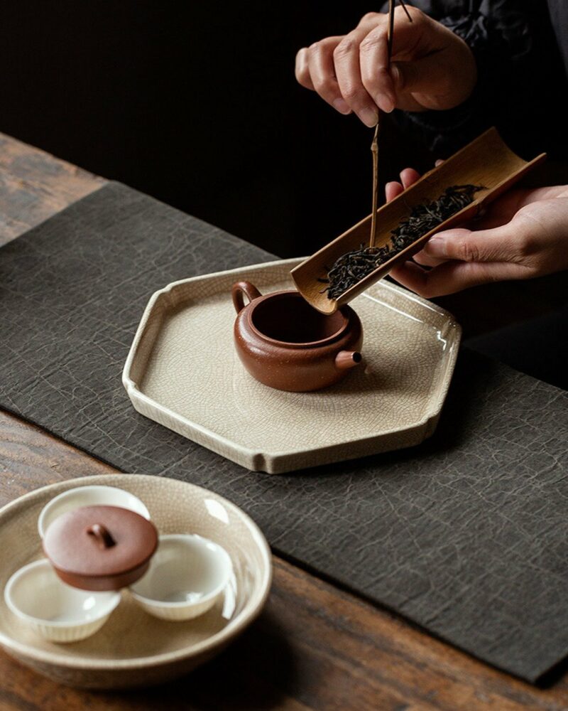 Vintage-Style-Traditional-Porcelain-Crackle-Glaze-Zhangzhou-Kiln-Chinese-Tea-Tray5 Vintage Style Traditional Porcelain Crackle Glaze Zhangzhou Kiln Chinese Tea Tray