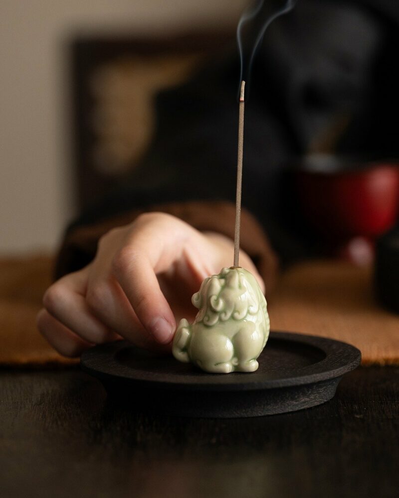 Celadon Wealth Attracting Ceramic Pi Xiu Incense Holder