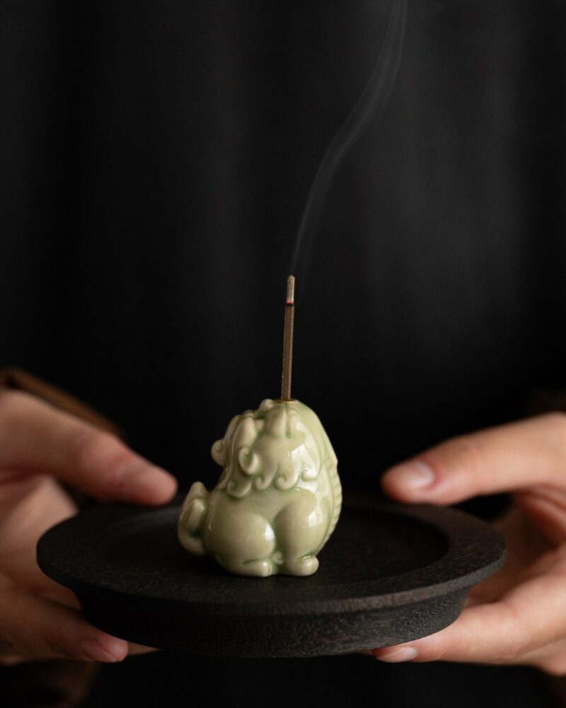 Celadon Wealth Attracting Ceramic Pi Xiu Incense Holder