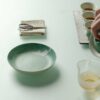 Hand-painted Ceramic Cloud Green Resting Cat Horseshoe Shape Gaiwan