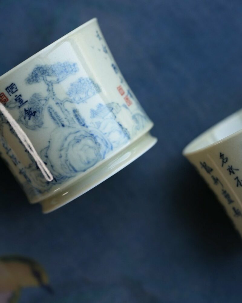 Hand-painted-Qinghua-Calligraphy-Porcelain-Lou-Shi-Ming-Rong-Tian-75ml-Host-Cup6 Hand-painted Qinghua Calligraphy Porcelain Lou Shi Ming Rong Tian 75ml Host Cup