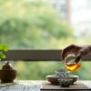 Hand-painted Qinghua Gold Rim Porcelain Sunflower 85ml Gaiwan Set