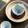 Hand-painted Qinghua Gold Rim Porcelain Sunflower 85ml Gaiwan Set