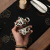 Hand-painted Qinghua Iron-red Porcelain Leopard Mini Rong Tian 65ml Chinese Teapot