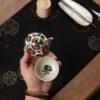 Hand-painted Qinghua Iron-red Porcelain Leopard Mini Rong Tian 65ml Chinese Teapot