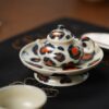 Hand-painted Qinghua Iron-red Porcelain Leopard Mini Rong Tian 65ml Chinese Teapot