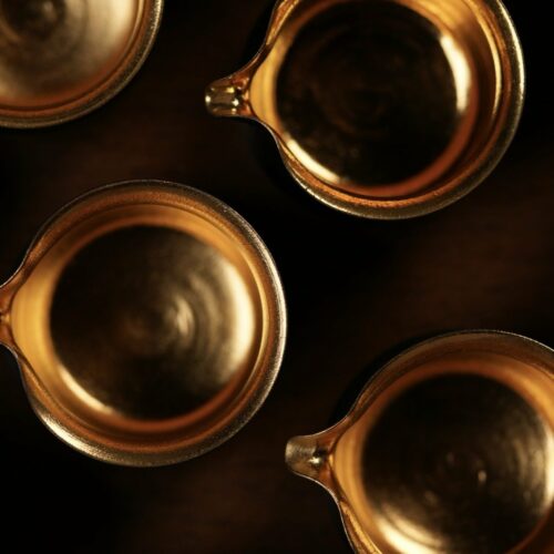 Handmade Clay Black Glaze Gold Brushed 100ml Fair Cup Gong Dao Bei