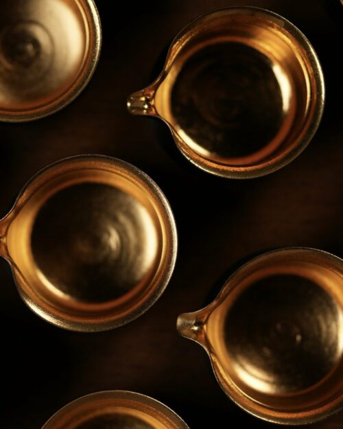 Handmade Clay Black Glaze Gold Brushed 100ml Fair Cup Gong Dao Bei