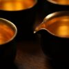 Handmade Clay Black Glaze Gold Brushed 100ml Fair Cup Gong Dao Bei