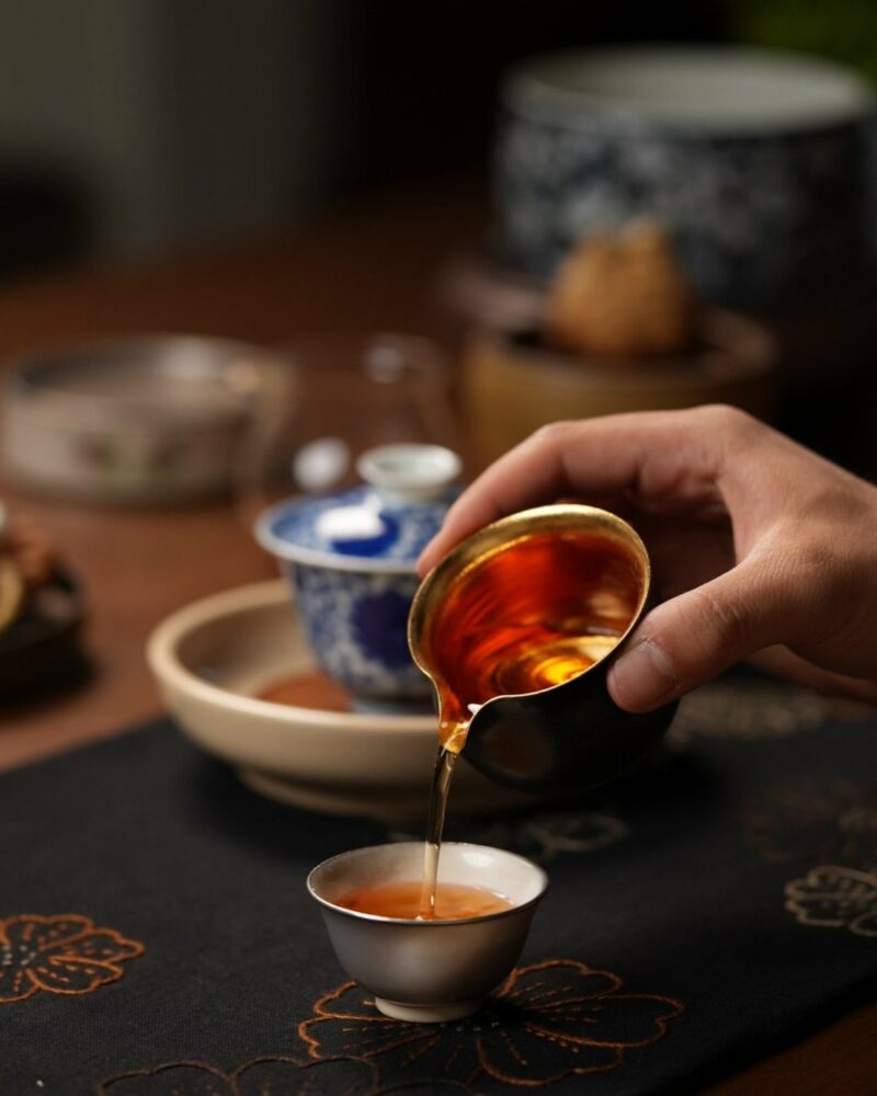 Handmade Clay Black Glaze Gold Brushed 100ml Fair Cup Gong Dao Bei