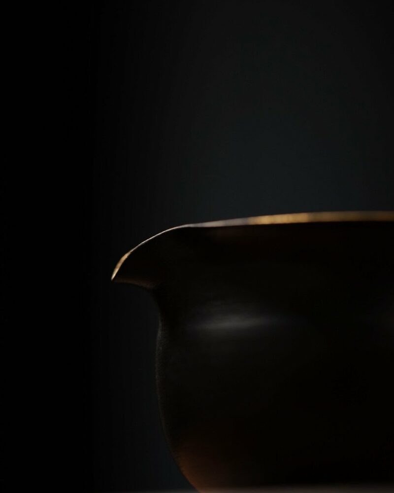 Handmade Clay Black Glaze Gold Brushed 100ml Fair Cup Gong Dao Bei