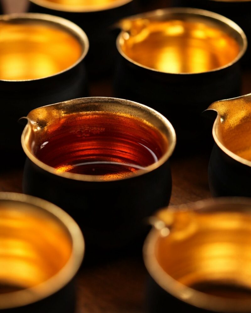 Handmade Clay Black Glaze Gold Brushed 100ml Fair Cup Gong Dao Bei