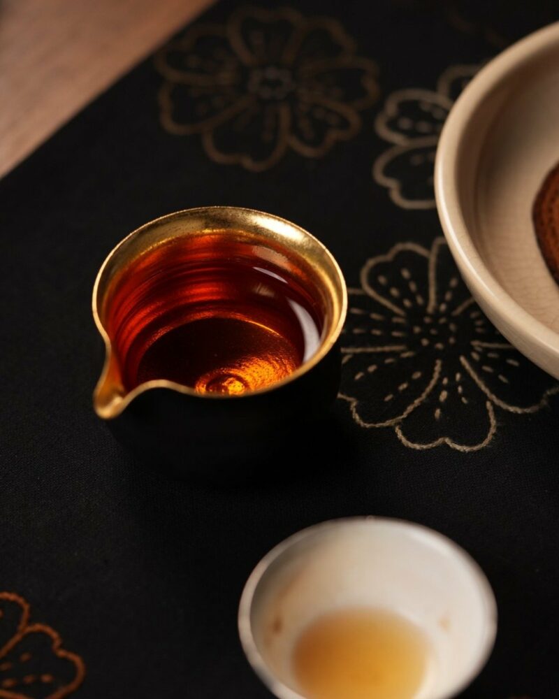 Handmade Clay Black Glaze Gold Brushed 100ml Fair Cup Gong Dao Bei