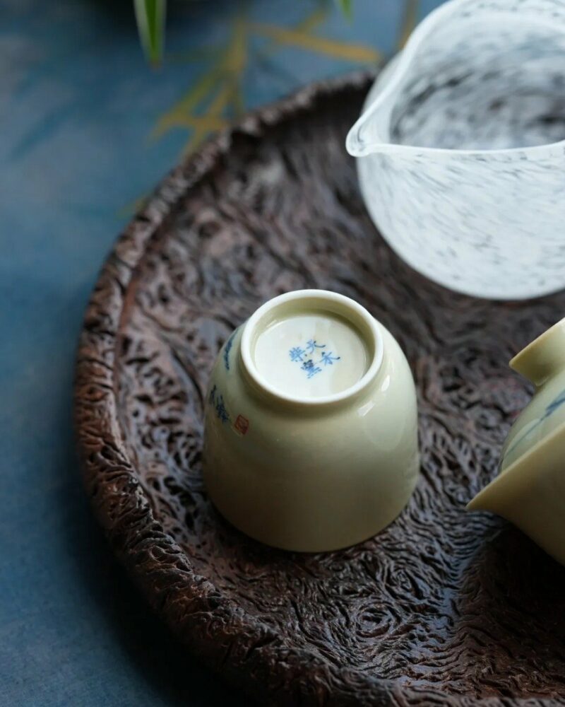 Handmade Hand-painted Vintage Style Porcelain Blue and White Childhood 65ml Gaiwan Set