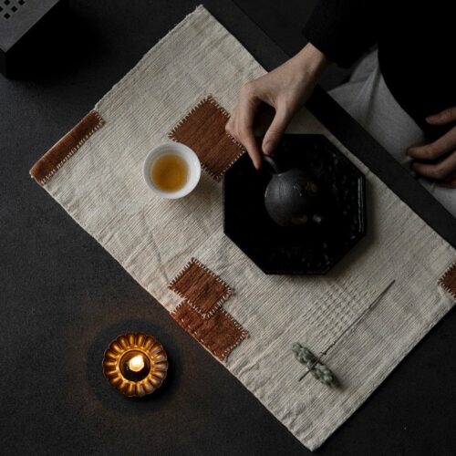 Handmade Vintage Style Cotton Linen Hand-stitched fabric Tea Mat
