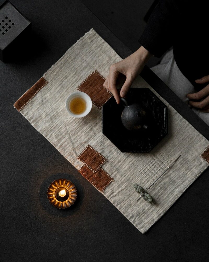 Handmade Vintage Style Cotton Linen Hand-stitched fabric Tea Mat