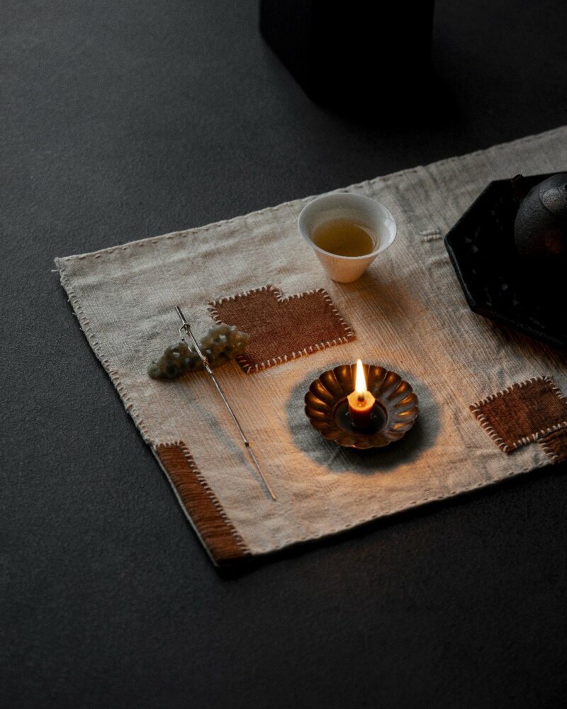 Handmade Vintage Style Cotton Linen Hand-stitched fabric Tea Mat